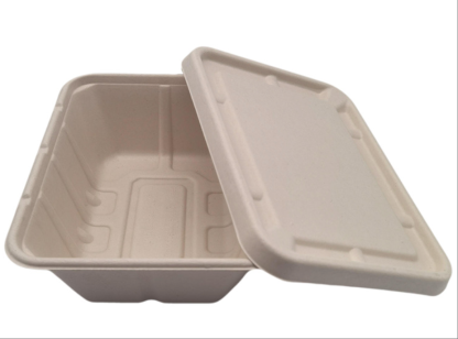 Sugar cane pulp and bamboo pulp disposable environmentally friendly tableware deep square box 1500ml biodegradable