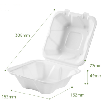American hamburger packaging box, biodegradable, compostable, environmentally friendly disposable pulp tableware, sugarcane pulp bento box, lock box