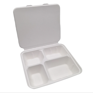 Sugarcane pulp and bamboo pulp disposable environmentally friendly tableware with integrated four grid series, biodegradable and compostable