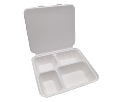 Sugarcane pulp and bamboo pulp disposable environmentally friendly tableware with integrated four grid series, biodegradable and compostable