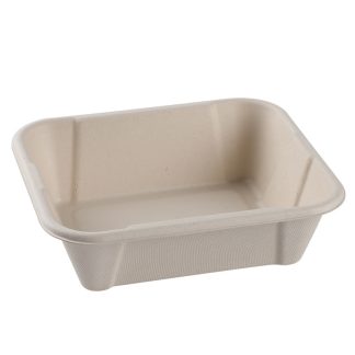 Disposable plates and trays made from sugarcane pulp, biodegradable, eco-friendly salad and fruit bowls, barbecue soup bowls, bento boxes