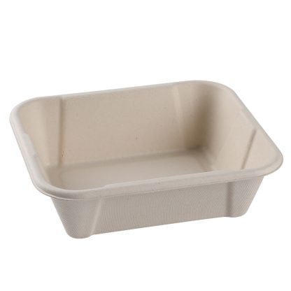 Disposable plates and trays made from sugarcane pulp, biodegradable, eco-friendly salad and fruit bowls, barbecue soup bowls, bento boxes